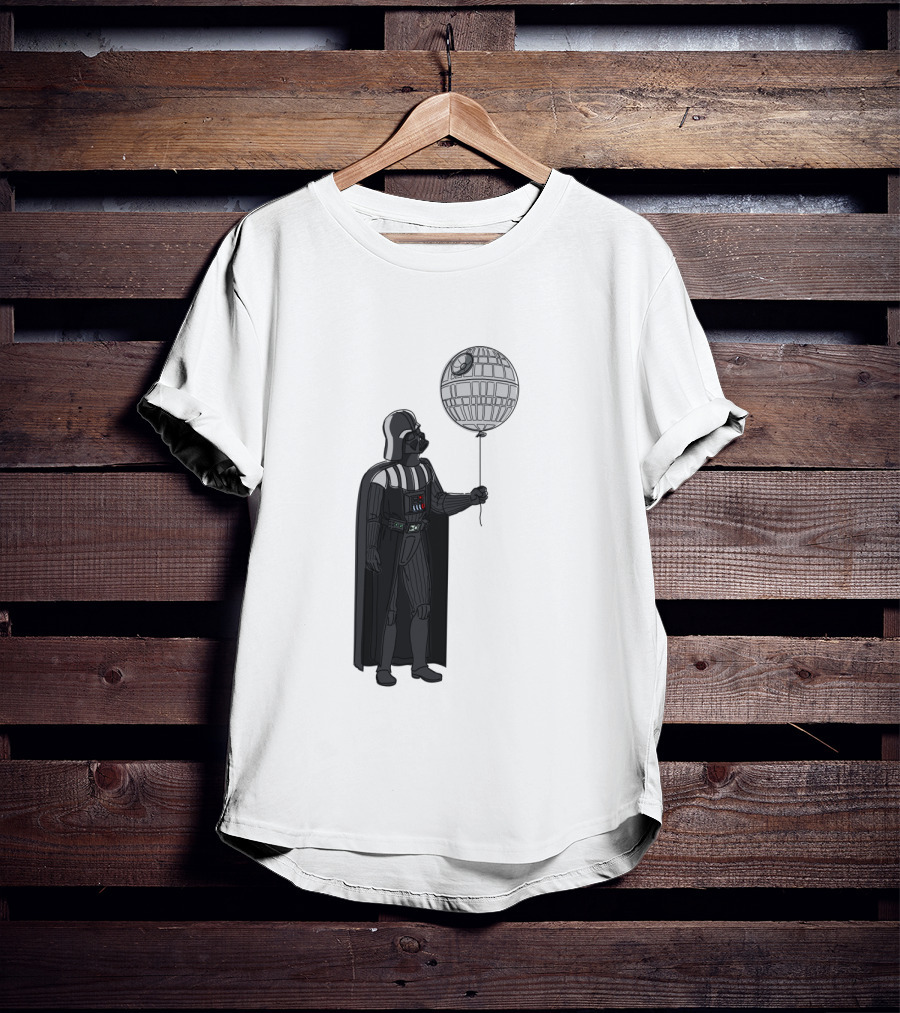 Darth Vader Holding Death Star Shaped Balloon T-Shirt