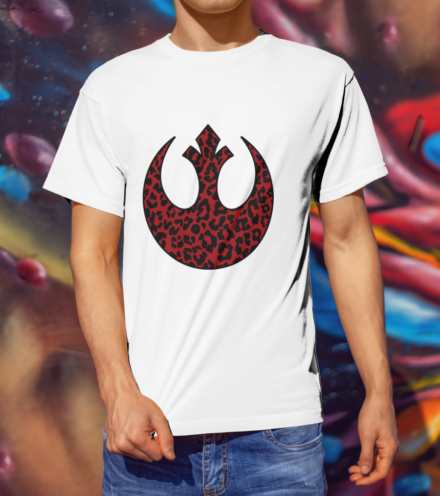 Rebellion Emblem Red Cheetah Print Fill T-Shirt