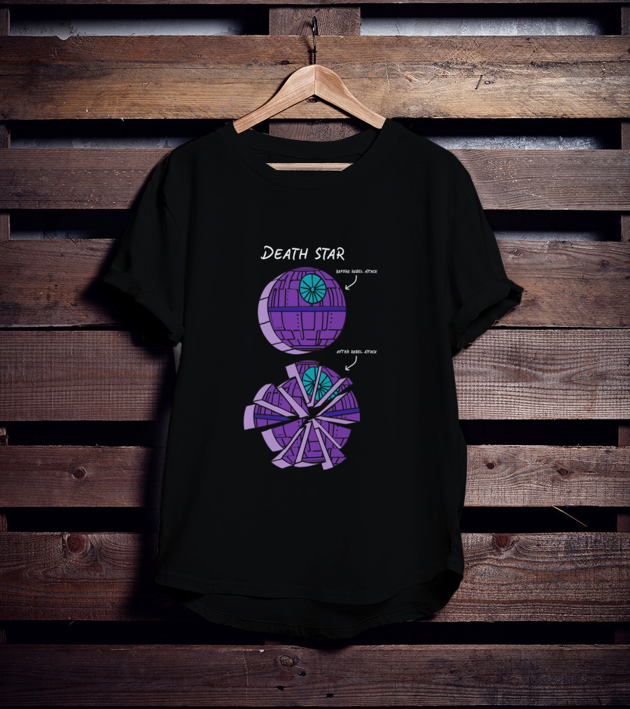 Star Wars Death Star Before Rebel Attack After Rebel Attack Pie Chart T-Shirt