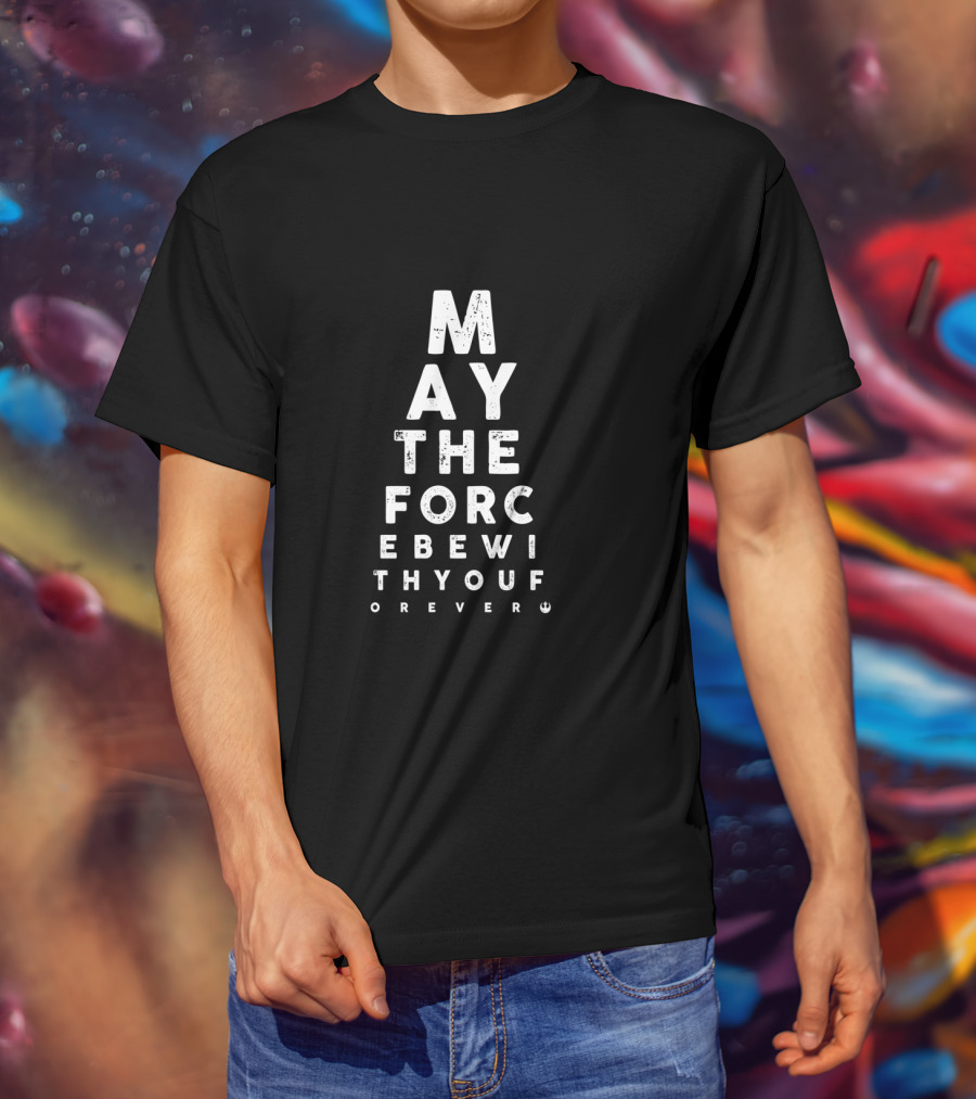 Star Wars May The Force Be With You Forever Eye Chart Text Pyramid T-Shirt