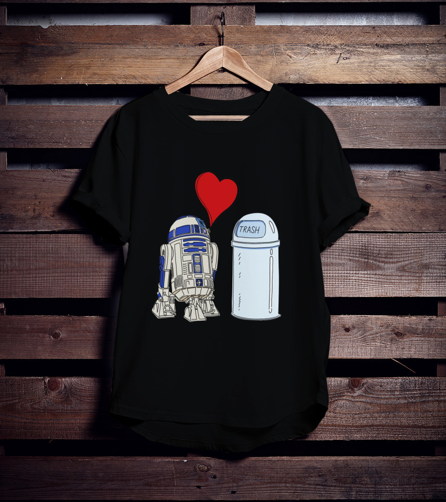 Star Wars R2 D2 Heart Trash Can Love T-Shirt
