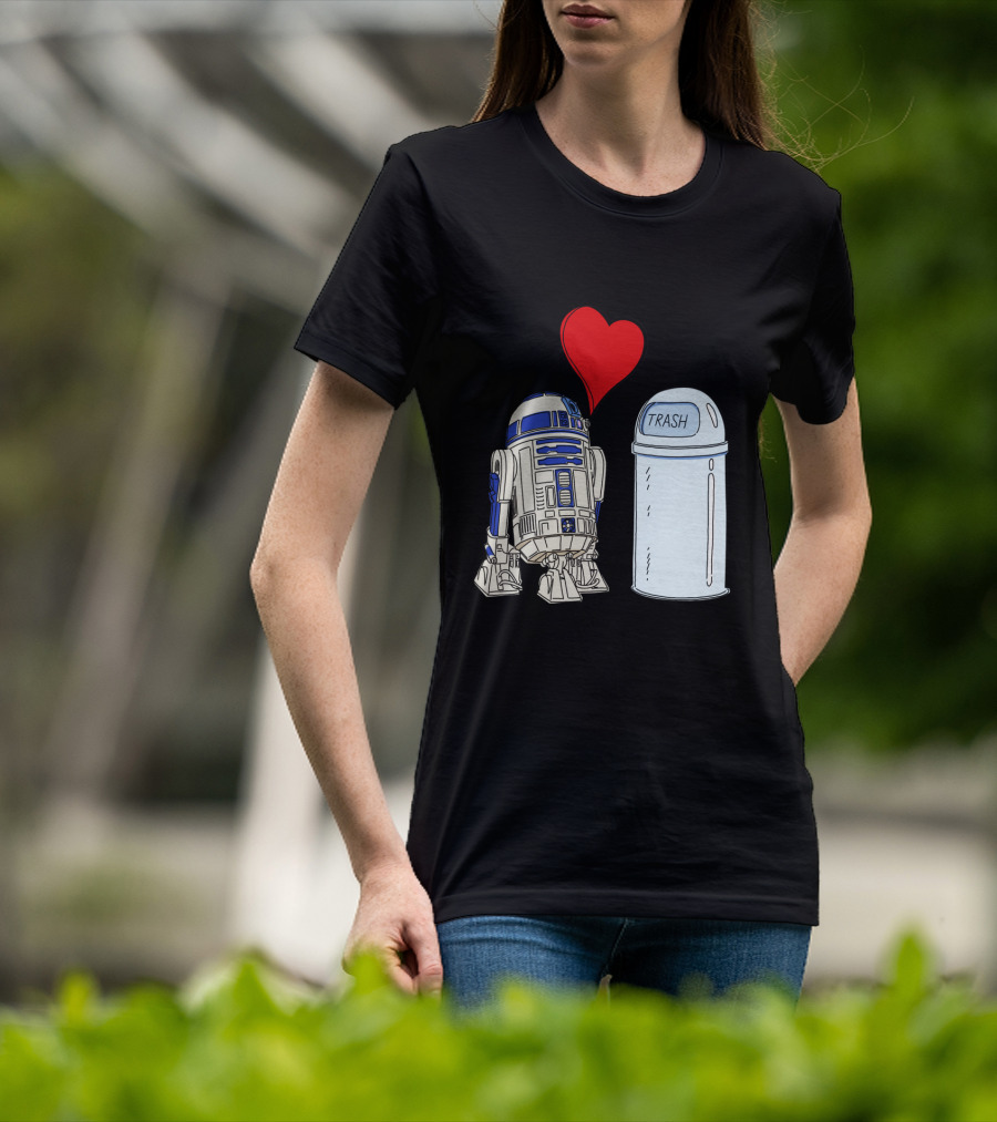 Star Wars R2 D2 Heart Trash Can Love T-Shirt