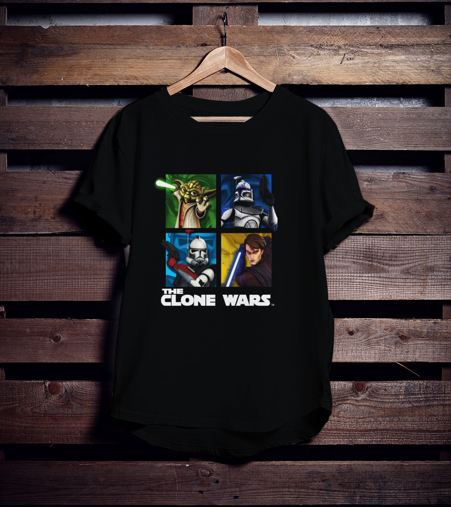 The Clone Wars Group Shot Yoda Anakin Clone Troopers Box Up T-Shirt