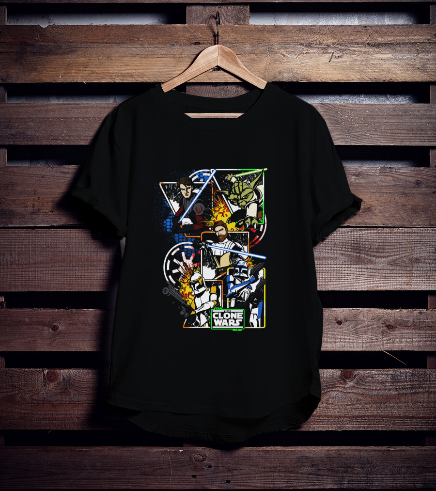 Star Wars The Clone Wars Jedi And Troopers Comic Panels T-Shirt