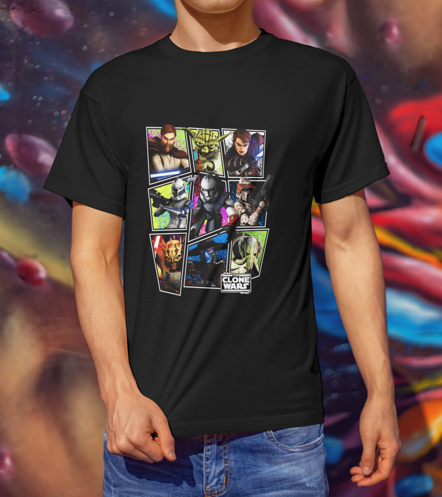 Star Wars The Clone Wars Character Panels Jedi Sith Clones T-Shirt