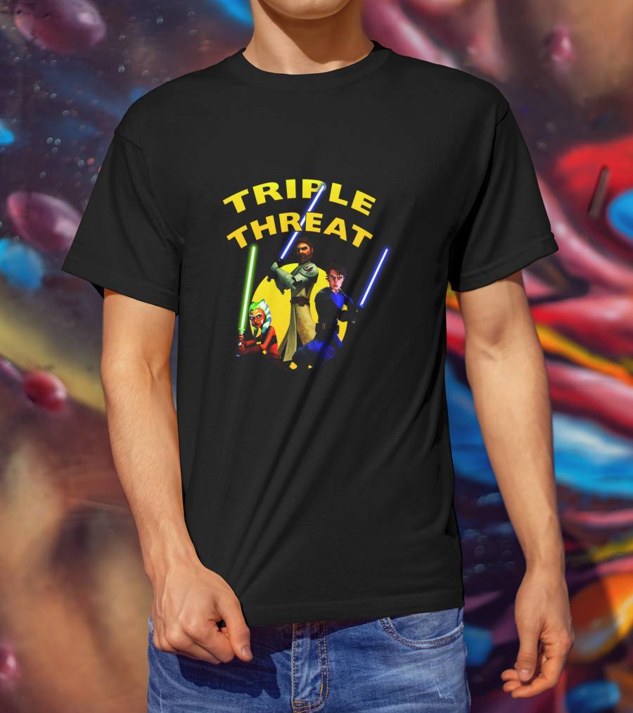 Star Wars The Clone Wars Jedi Trio Triple Threat T-Shirt