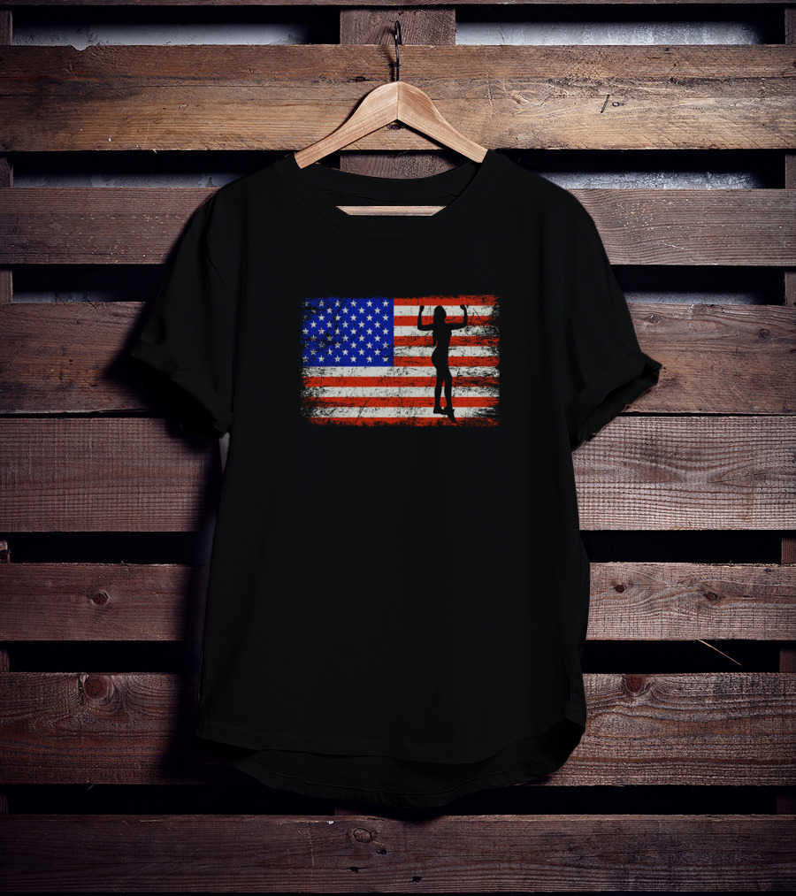American Flag Bodybuilding Gym Silhouette Fitness Usa T-Shirt