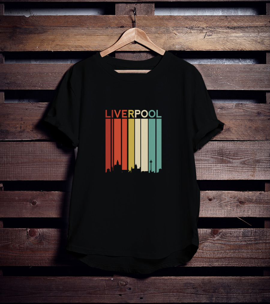 Liverpool England Skyline Retro Columns T-Shirt