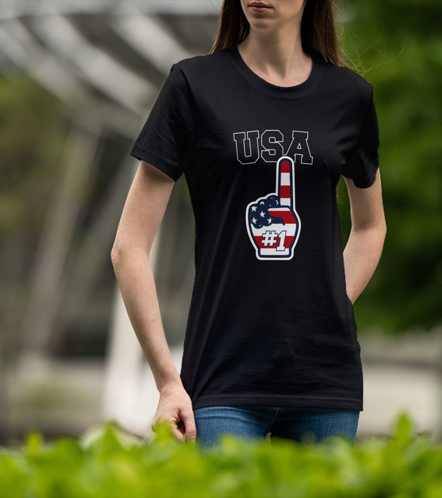 USA #1 Patriotic Foam Finger T-Shirt