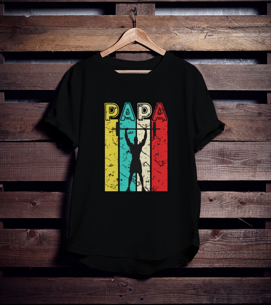 PAPA Weightlifting Silhouette Retro Colors T-Shirt