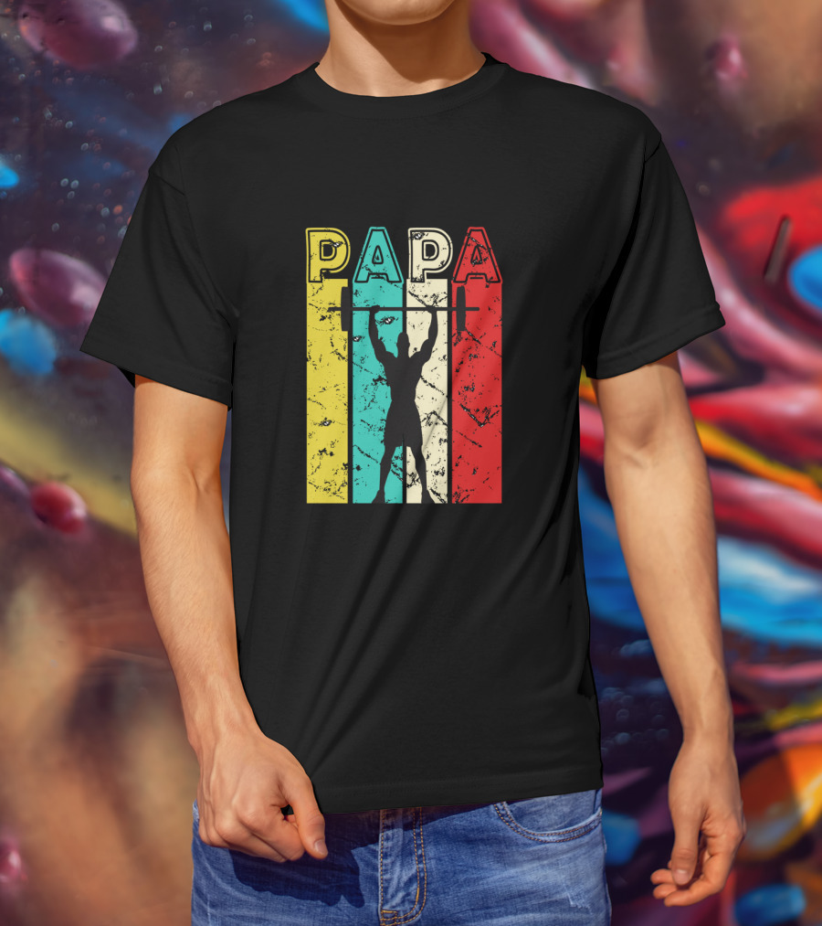 PAPA Weightlifting Silhouette Retro Colors T-Shirt