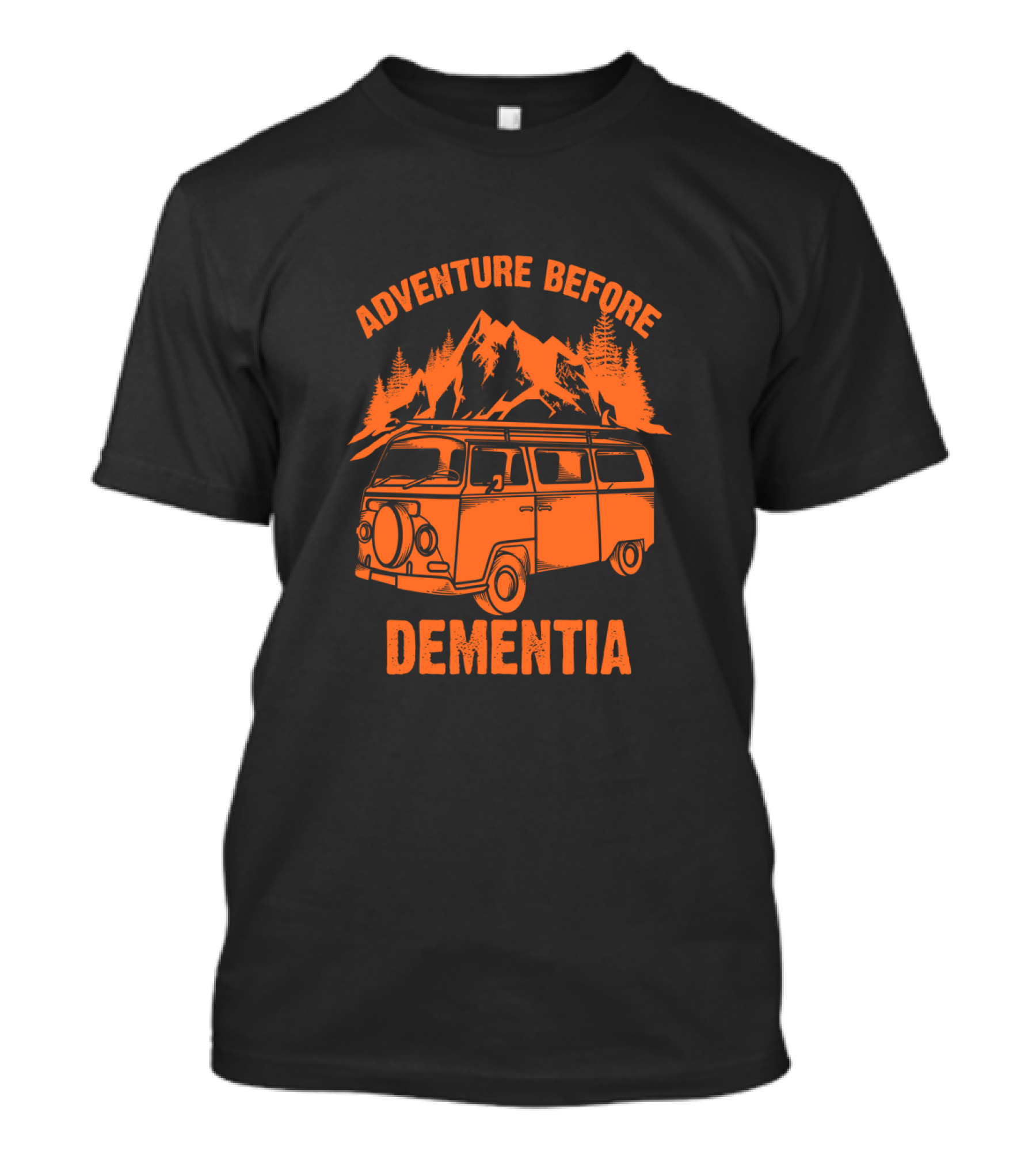 Adventure Before Dementia Vintage Camper Van Mountain Scene T-Shirt