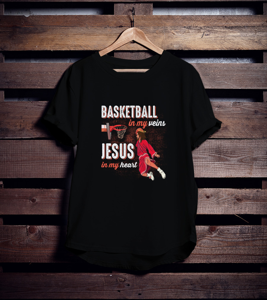 Basketball In My Veins Jesus In My Heart Dunking Player T-Shirt