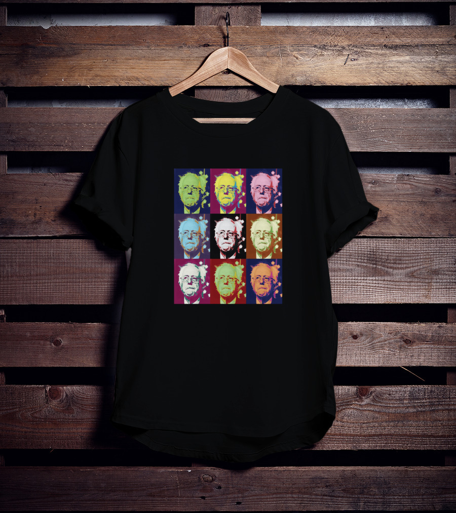 Bernie Superstar Pop Art Style Multicolor Faces T-Shirt
