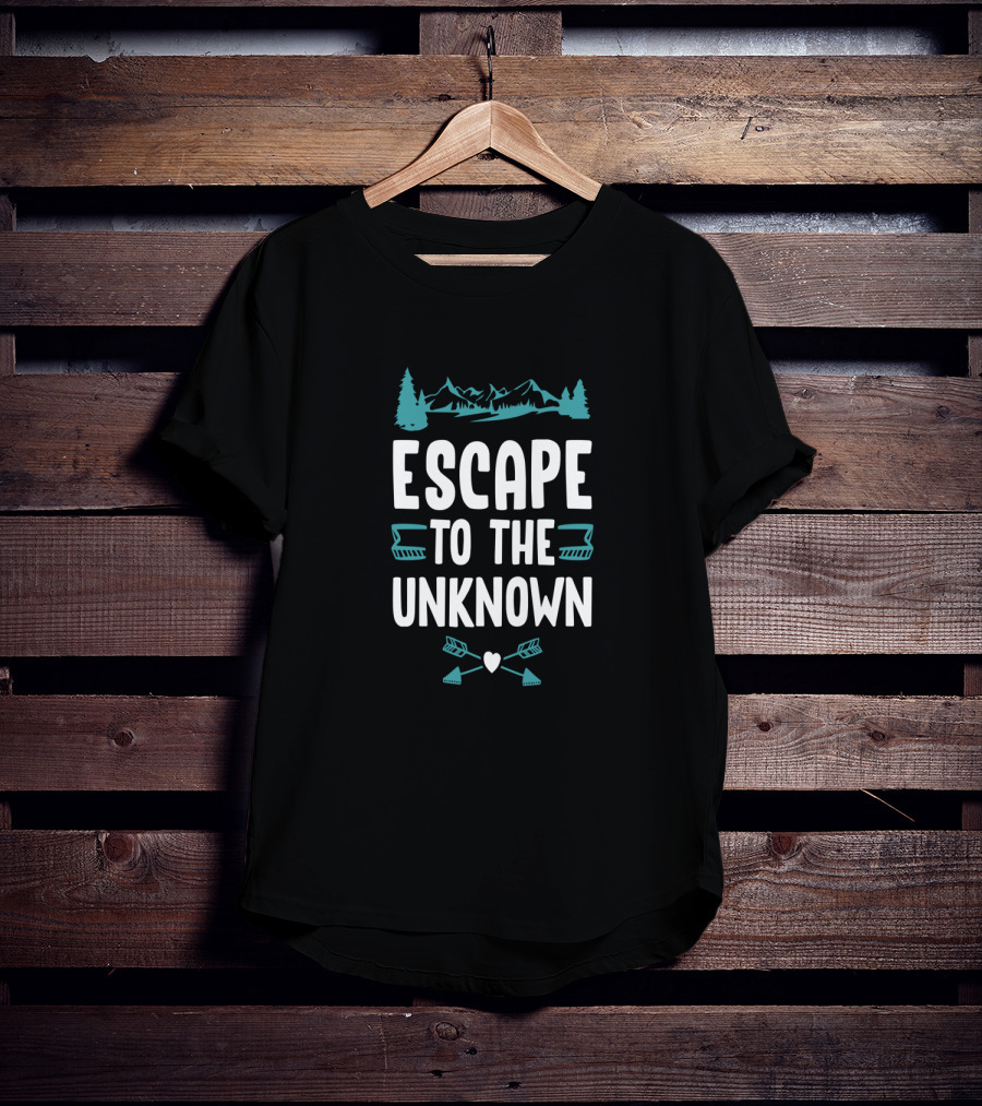Escape To The Unknown With Mountain And Arrow Elements T-Shirt