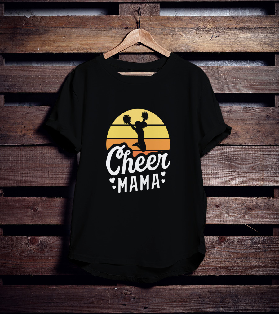Retro Sunset Cheer Mama Cheerleader Mom T-Shirt