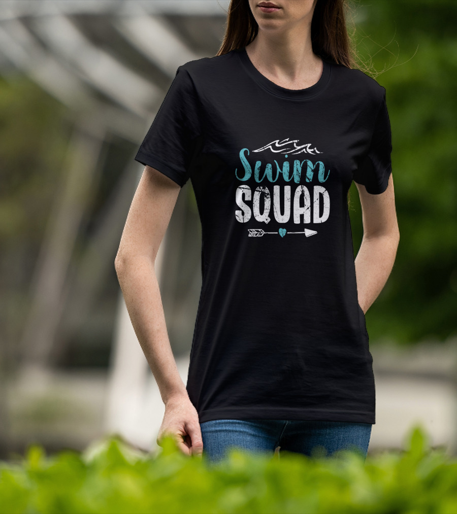 Swim Squad Perfect For Swim Team Athletes Who Race Ocean Waves Arrow Heart T-Shirt