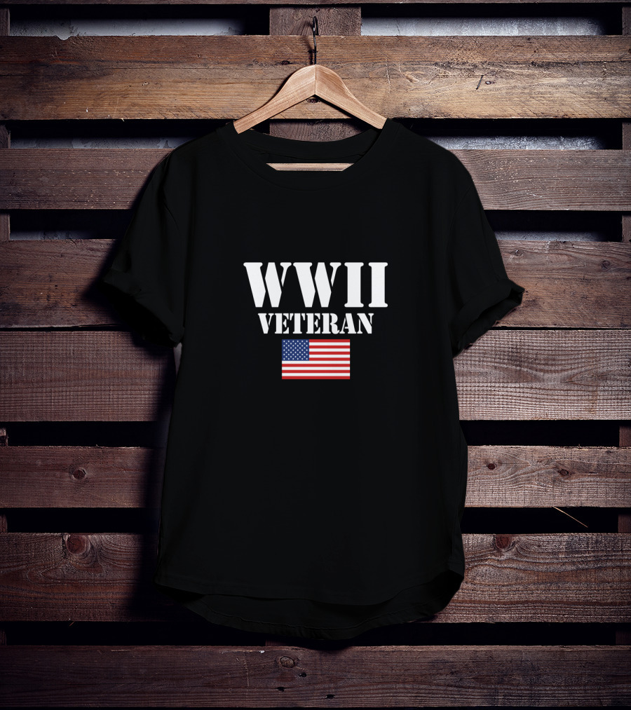 WWII Veteran American Flag Military Veteran T-Shirt