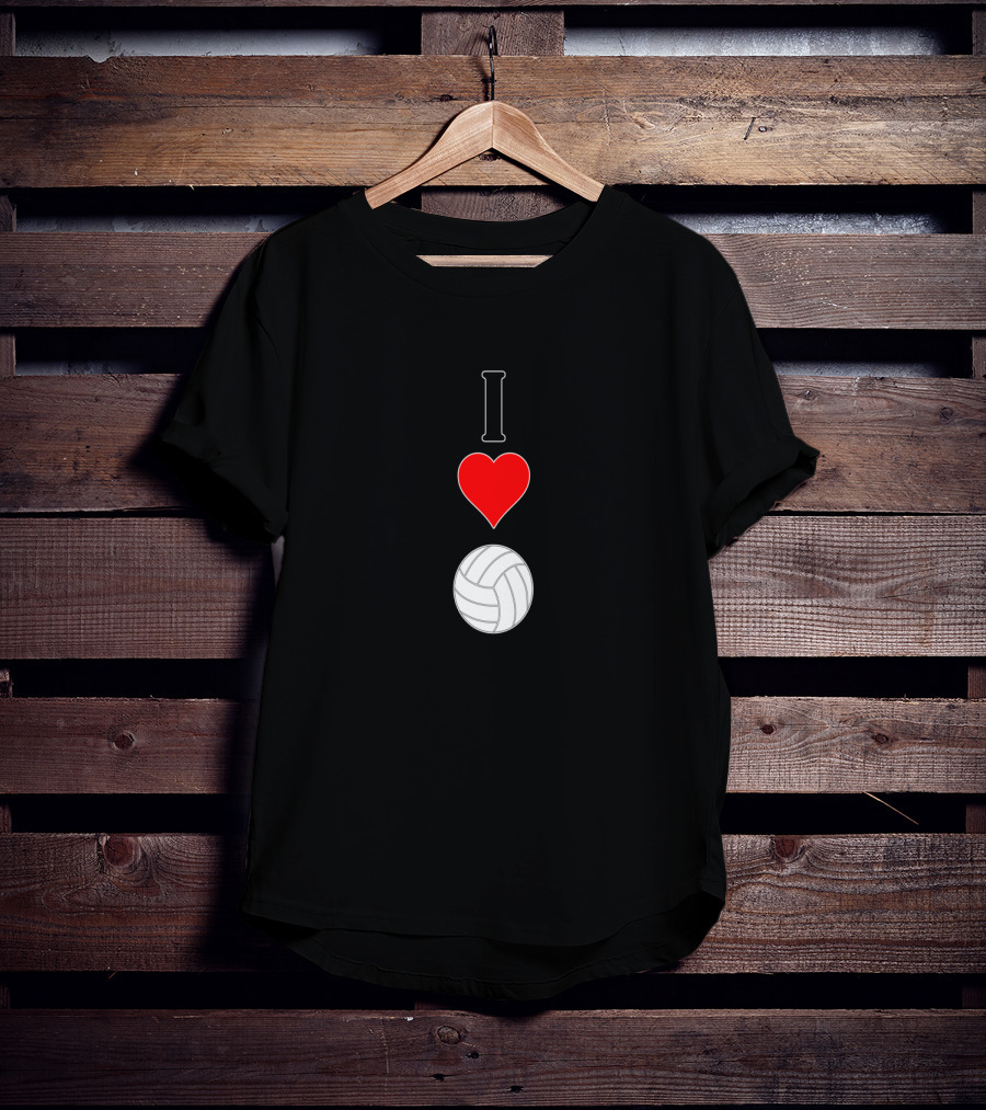 Vertical I Love Heart Volleyball T-Shirt