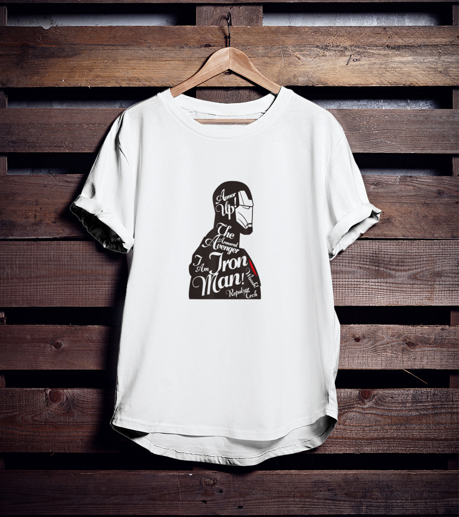 Marvel Iron Man Armored Avenger Typography T-Shirt
