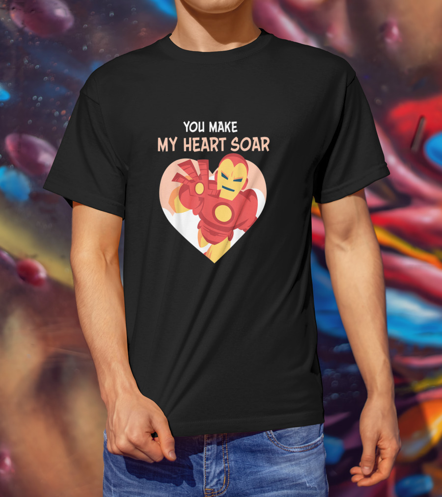 Iron Man You Make My Heart Soar Marvel Hero In Heart Shape T-Shirt