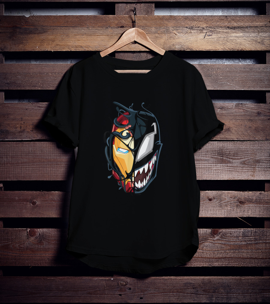 Spider Man Maximum Venom Iron Man Half Symbiote Face T-Shirt