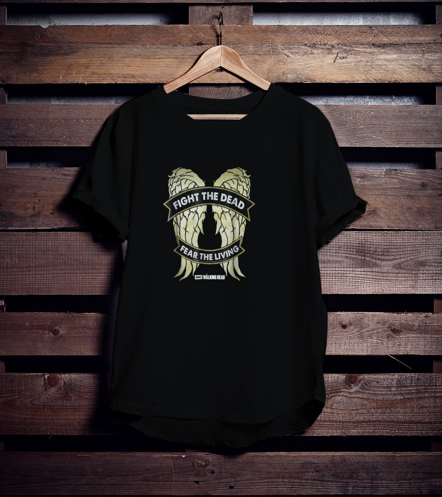 Fight The Dead Fear The Living Walking Dead Daryl Dixon Wings T-Shirt