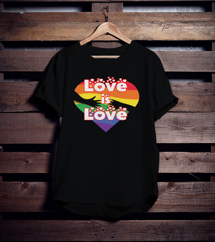 Love Is Love Hands Rainbow Flag Heart T-Shirt