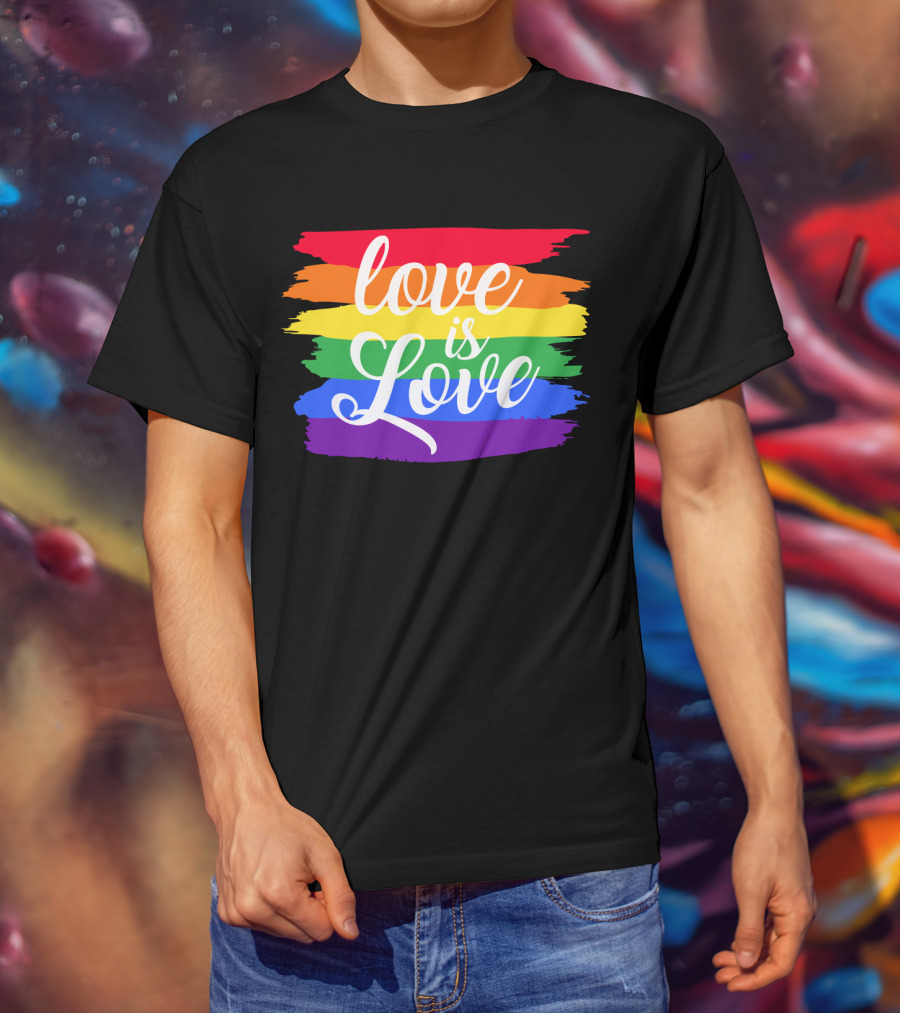 Love Is Love Rainbow Stripes Pride Flag T-Shirt