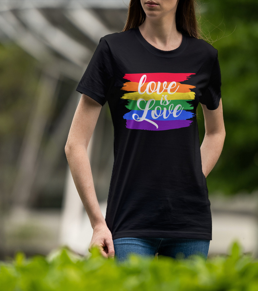 Love Is Love Rainbow Stripes Pride Flag T-Shirt