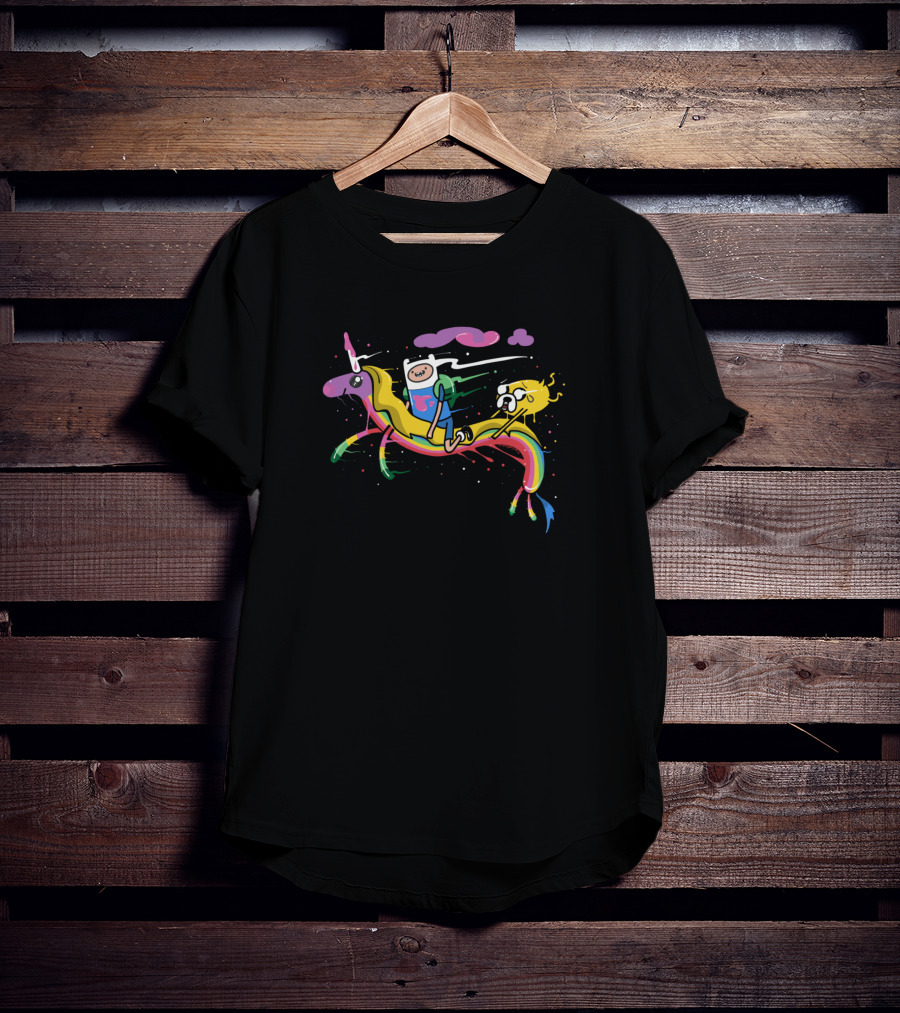 Adventure Time Trippin Finn And Jake On Lady Rainicorn T-Shirt
