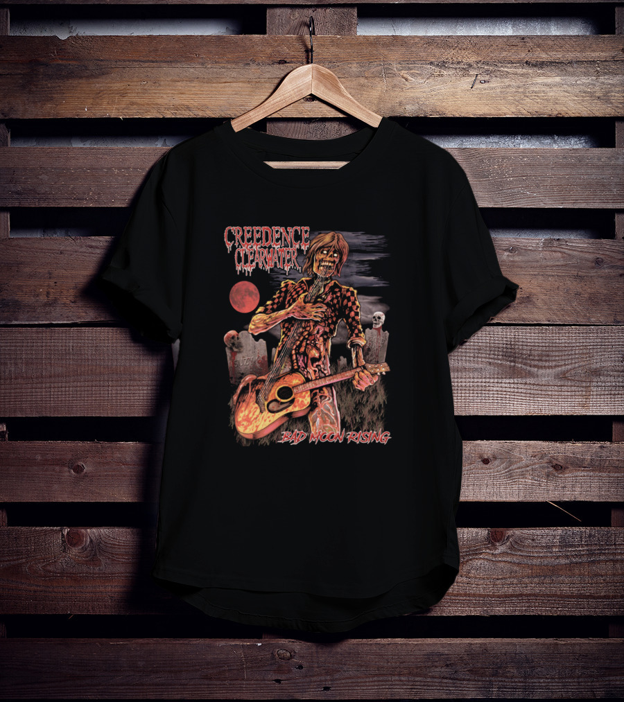 Creedence Clearwater Revival Bad Moon Rising Zombie Guitar Graveyard T-Shirt