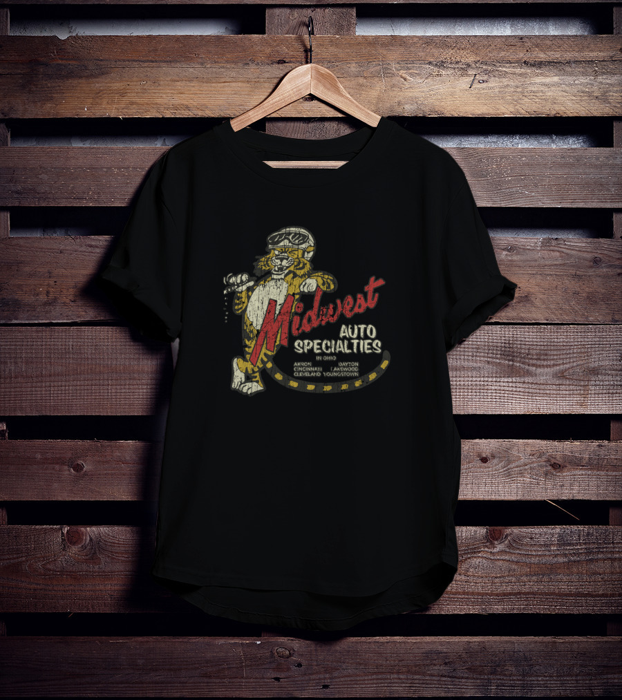 Midwest Auto Specialties Akron Cincinnati Cleveland Dayton Lakewood Youngstown Tiger Racing T-Shirt