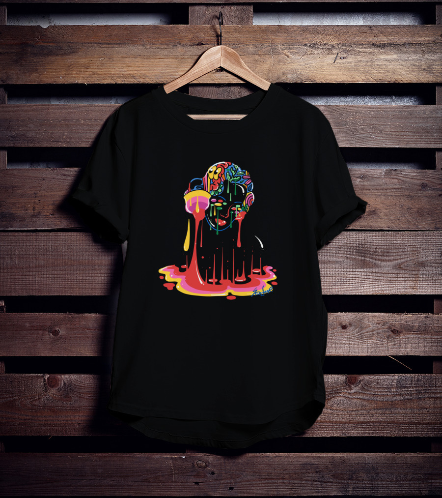 Female Empowerment Vibrant Doodle Girl Bust Psychedelic Colors T-Shirt