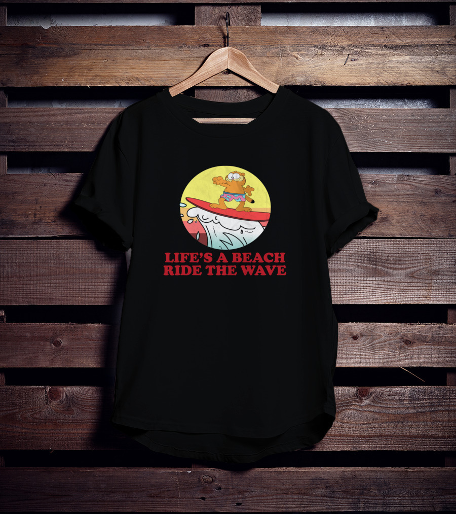 Garfield Surfing Adventure Life's A Beach Ride The Wave T-Shirt