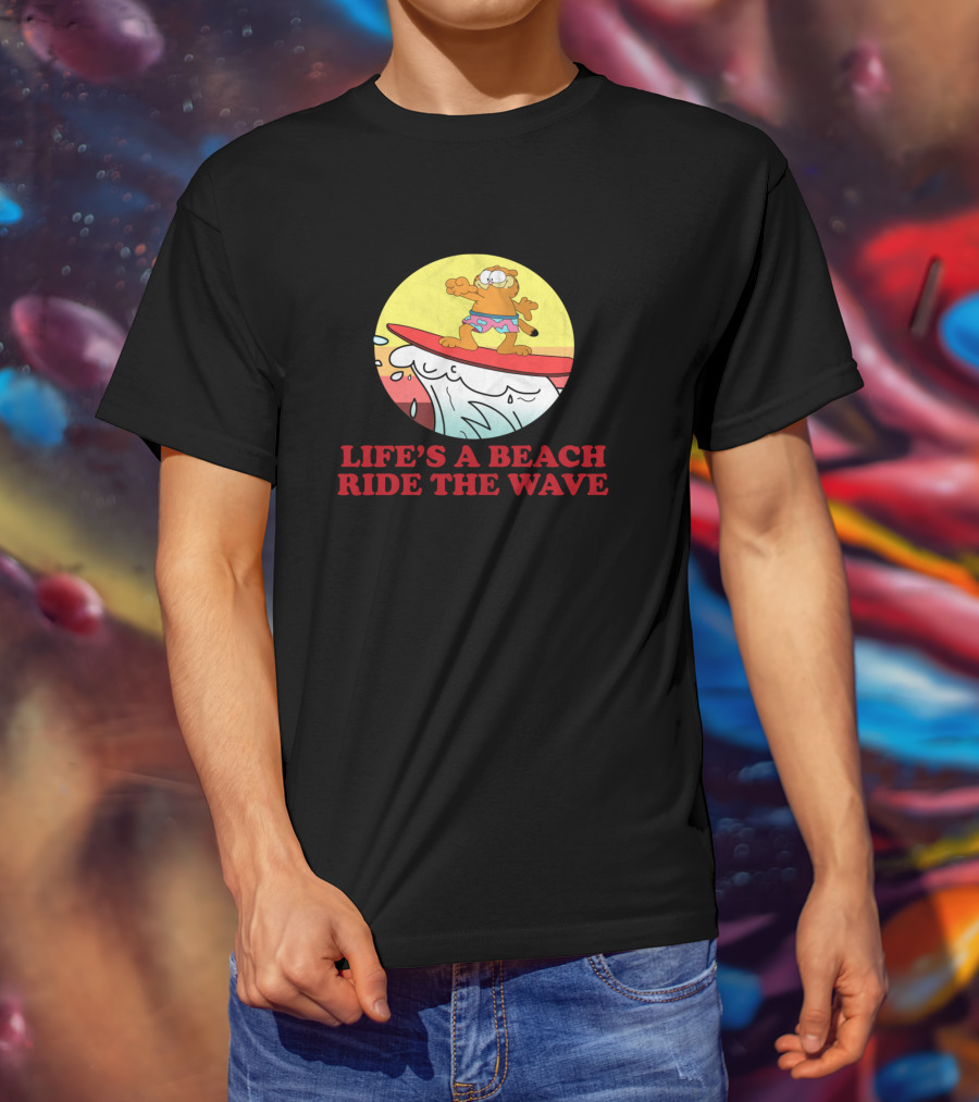 Garfield Surfing Adventure Life's A Beach Ride The Wave T-Shirt