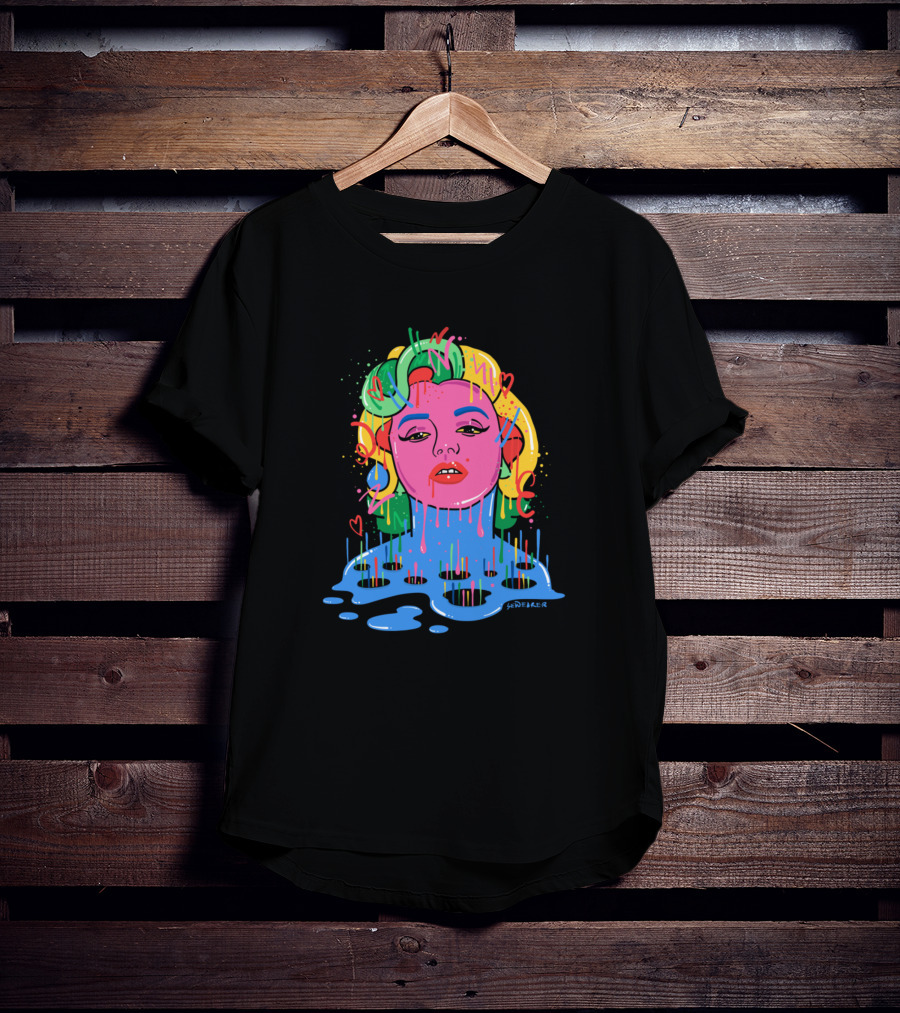 Marylin Monroe Trippy Monroe Vibrant Pop Art By Santlov T-Shirt