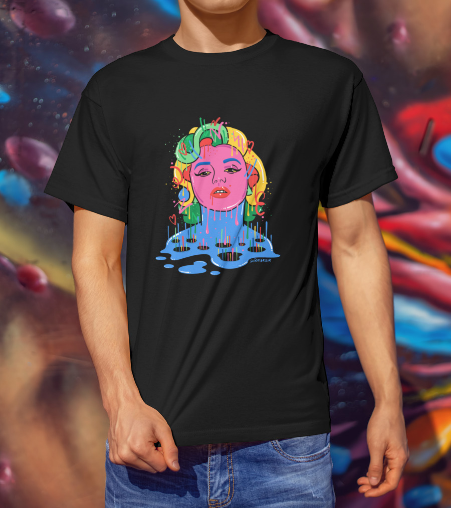 Marylin Monroe Trippy Monroe Vibrant Pop Art By Santlov T-Shirt
