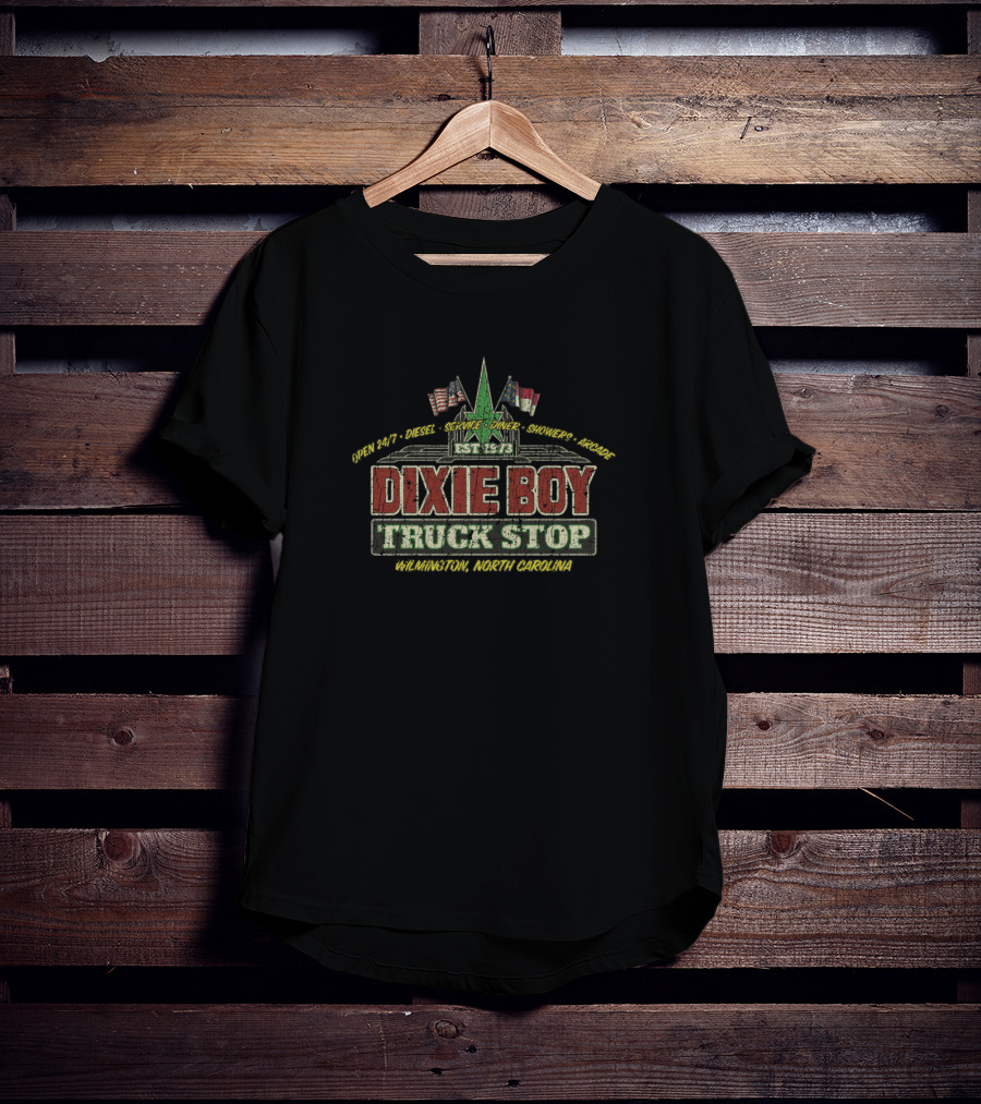 Open 24-7 Diesel Service Diner Showers Arcade Dixie Boy Truck Stop Wilmington North Carolina Est 1973 T-Shirt