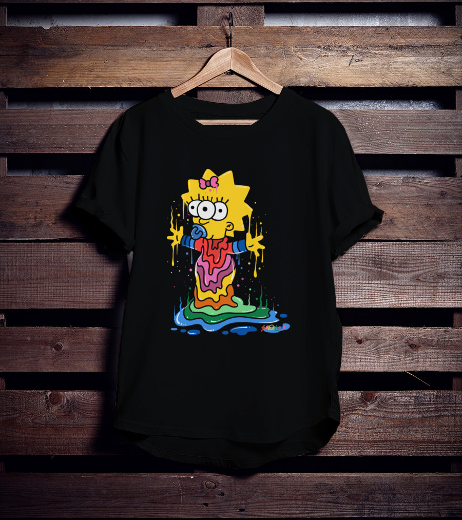 Melting Three Eyed Maggie Simpson Dripping Psychedelic Colors By Sh0ck9r T-Shirt