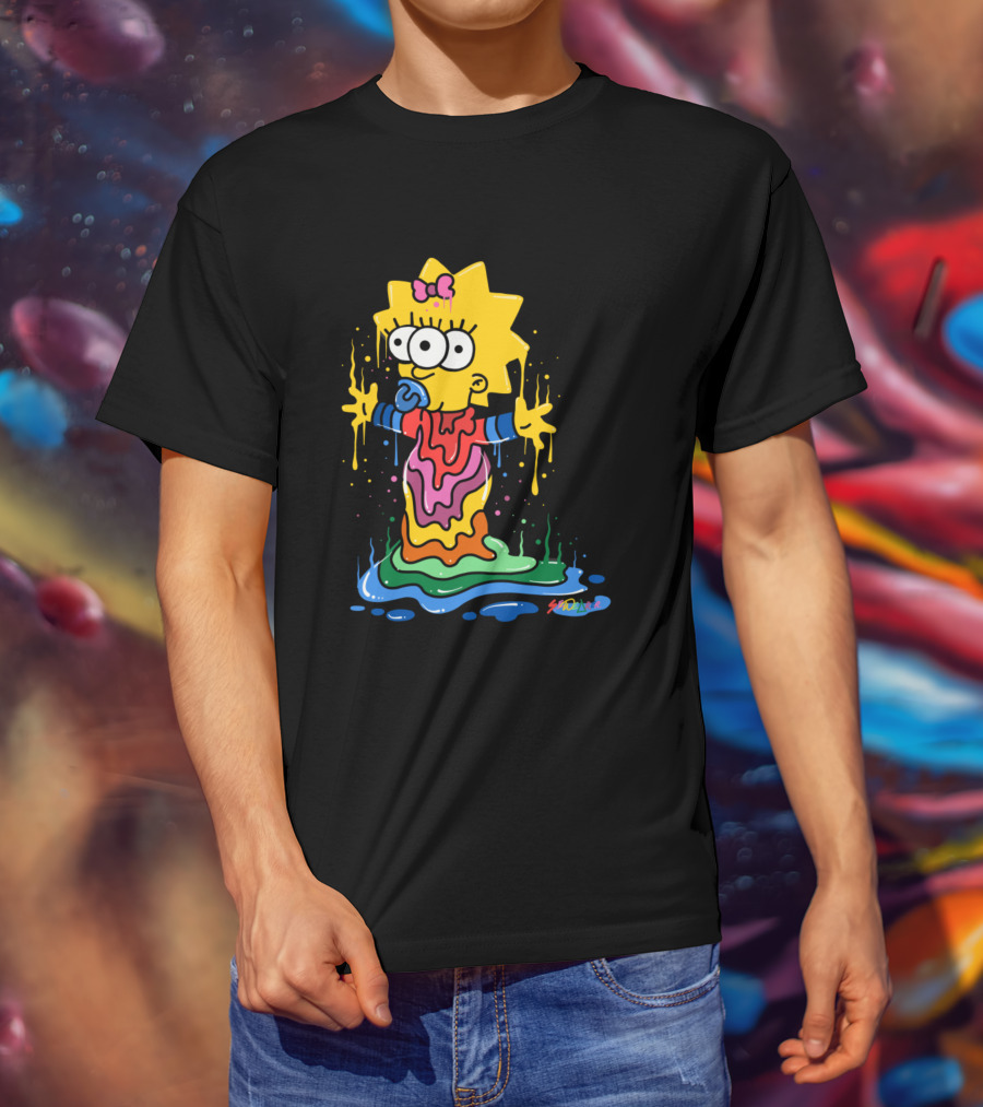 Melting Three Eyed Maggie Simpson Dripping Psychedelic Colors By Sh0ck9r T-Shirt