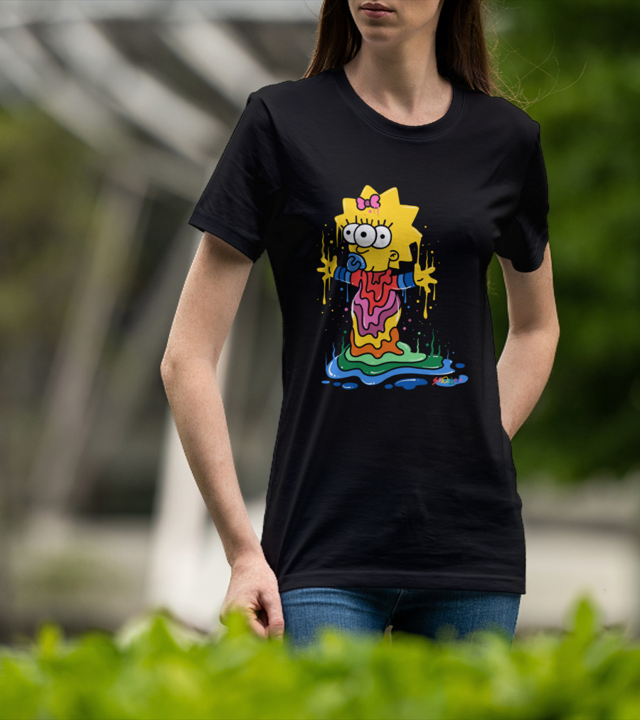 Melting Three Eyed Maggie Simpson Dripping Psychedelic Colors By Sh0ck9r T-Shirt