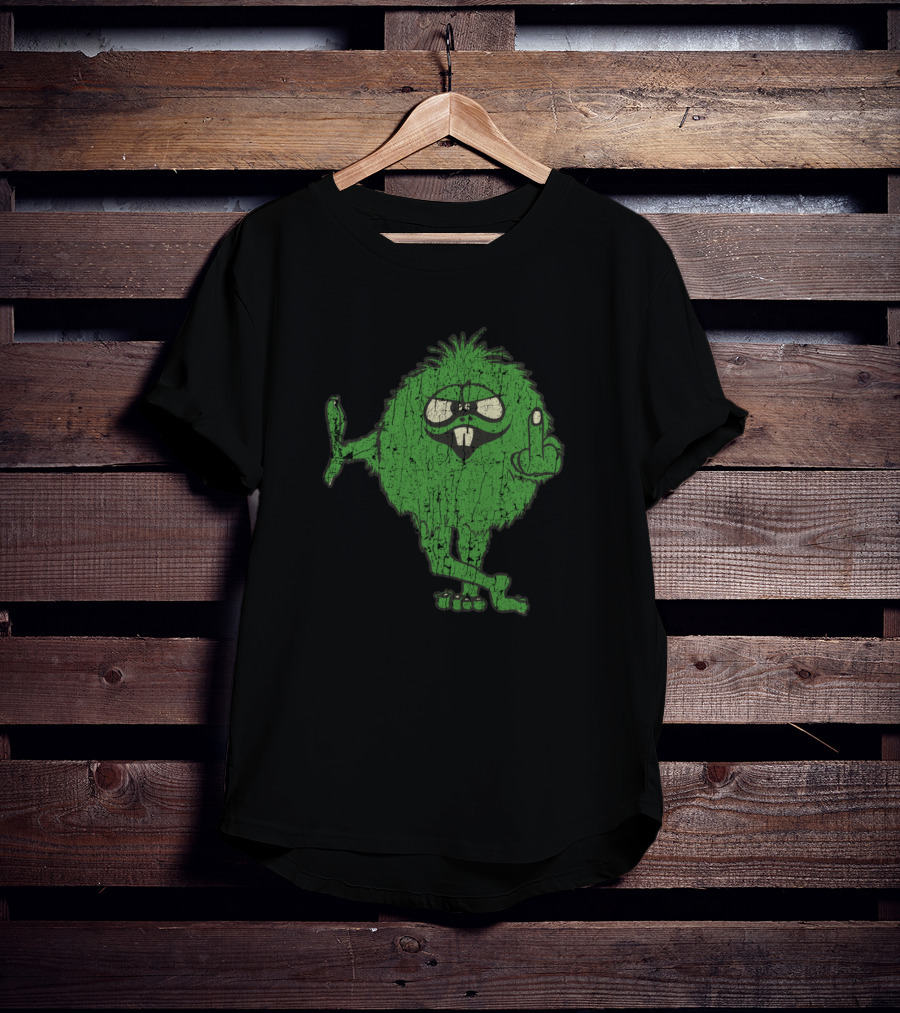 Middle Finger IDGAF Green Monster Sticking Out Tongue T-Shirt