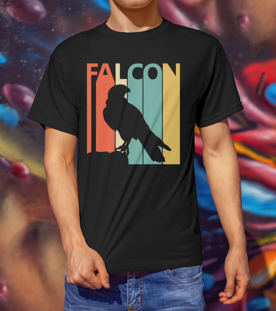 FALCON Safari Zoo Animal Silhouette Retro Stripes T-Shirt