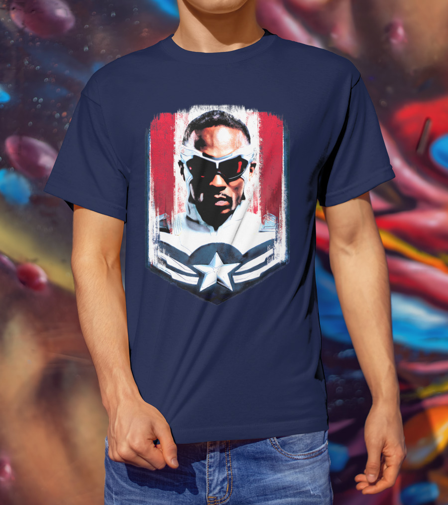 Marvel Captain America Sam Wilson Falcon Soldier Iconic Shield T-Shirt