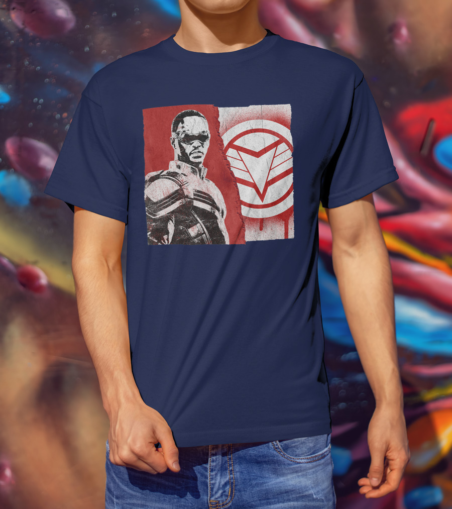 Marvel Sam Wilson The Falcon And The Winter Soldier Red White Emblem T-Shirt