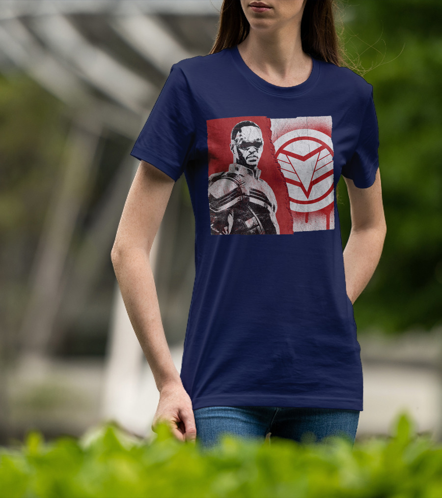 Marvel Sam Wilson The Falcon And The Winter Soldier Red White Emblem T-Shirt