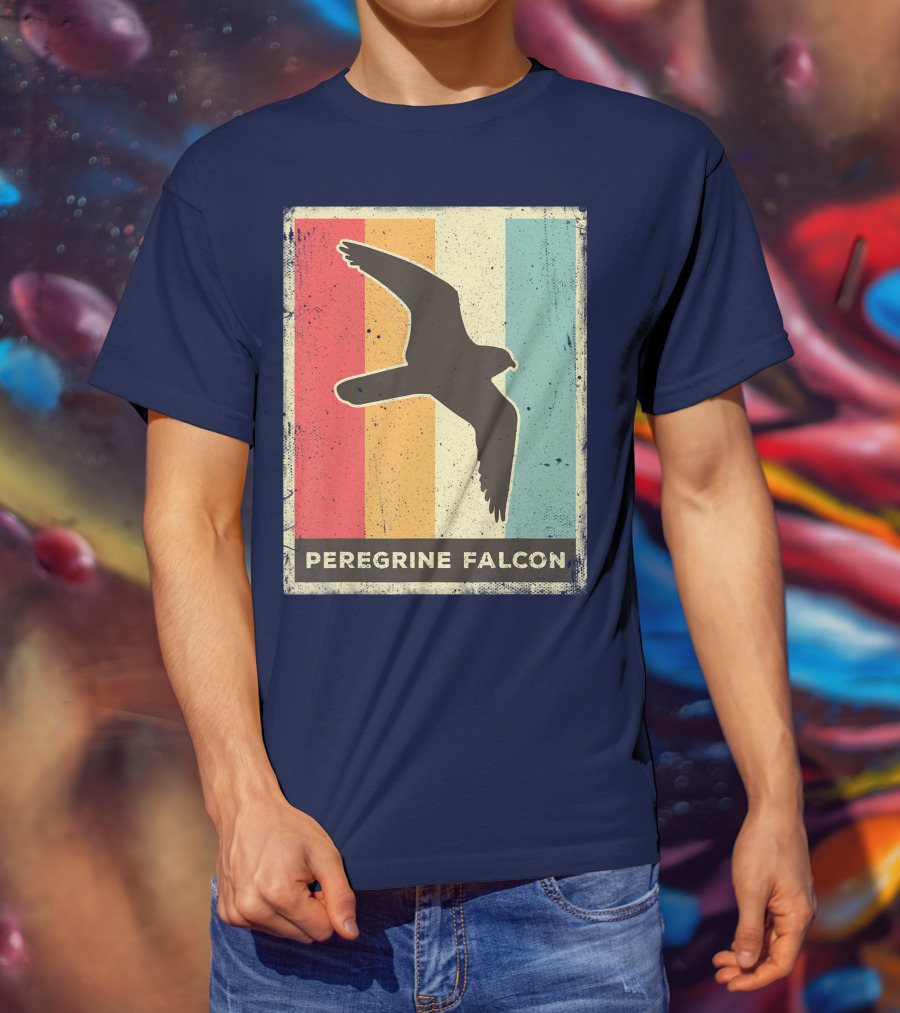 Peregrine Falcon Lover Vintage Animal Retro Stripes T-Shirt