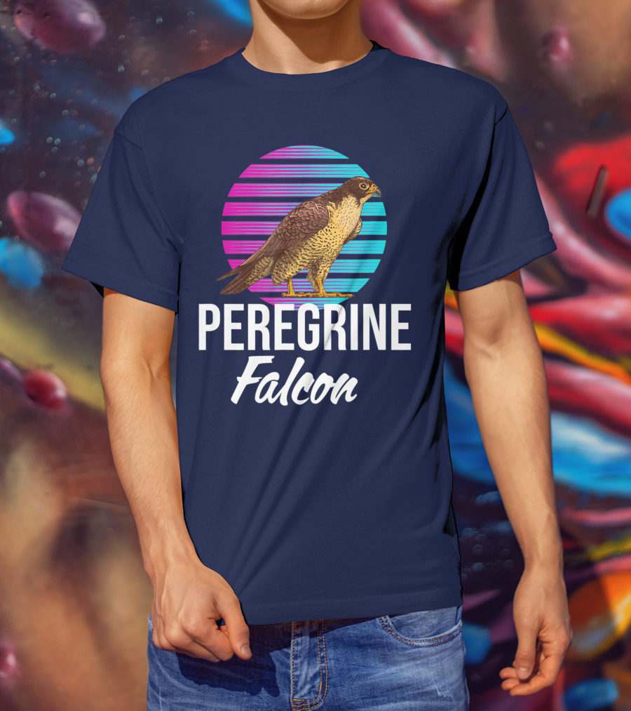 Peregrine Falcon Bird Retro Stripes Falcon Animal T-Shirt