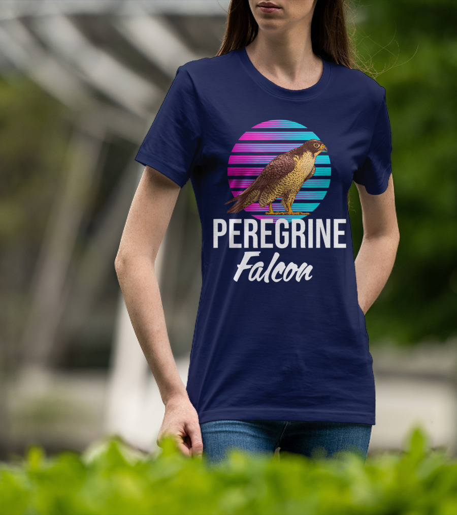 Peregrine Falcon Bird Retro Stripes Falcon Animal T-Shirt